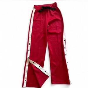 Jogger Track Pants Red White Retro Sporty Y2K snap buttons Women’s Small